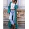 Bohemian Holiday Floral Print Bell Long Sleeve Open Front Cardigan