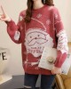 Women Christmas Thermal Knit Cartoon Santa Pattern Casual Sweaters