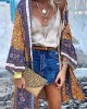 Floral Print Bohemian Open Front Long Sleeve Holiday Cardigan