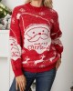 Women Christmas Thermal Knit Cartoon Santa Pattern Casual Sweaters