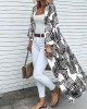 Geo Print Loose Open Front Long Sleeve Bohemian Cardigan