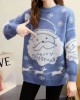 Women Christmas Thermal Knit Cartoon Santa Pattern Casual Sweaters