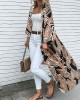 Geo Print Loose Open Front Long Sleeve Bohemian Cardigan