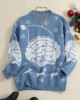 Women Christmas Thermal Knit Cartoon Santa Pattern Casual Sweaters