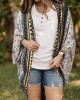 Floral Tribal Pattern Print Open Front Loose Cardigan