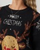 Women Christmas Elk Printed Cartoon Animal Snowflake Round Neck Sweater