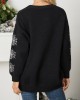 Women Christmas Elk Printed Cartoon Animal Snowflake Round Neck Sweater